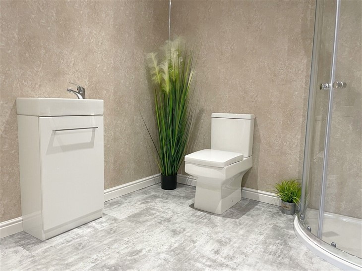 1 Meter Wide Beige Concrete Matt PVC Shower Bathroom Wall Panel