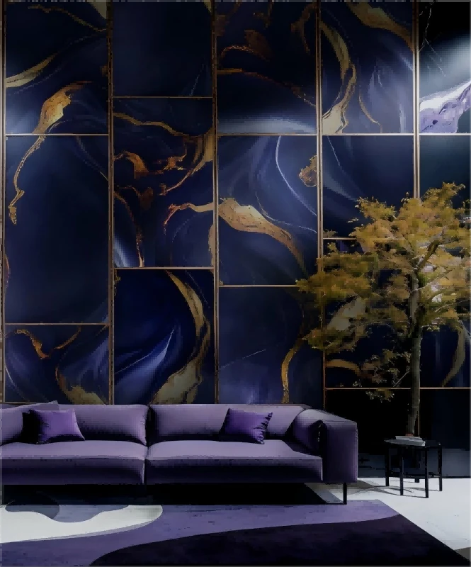 1000mm*10mm PVC Wall Panel Factory Price Prolston Blue Gold