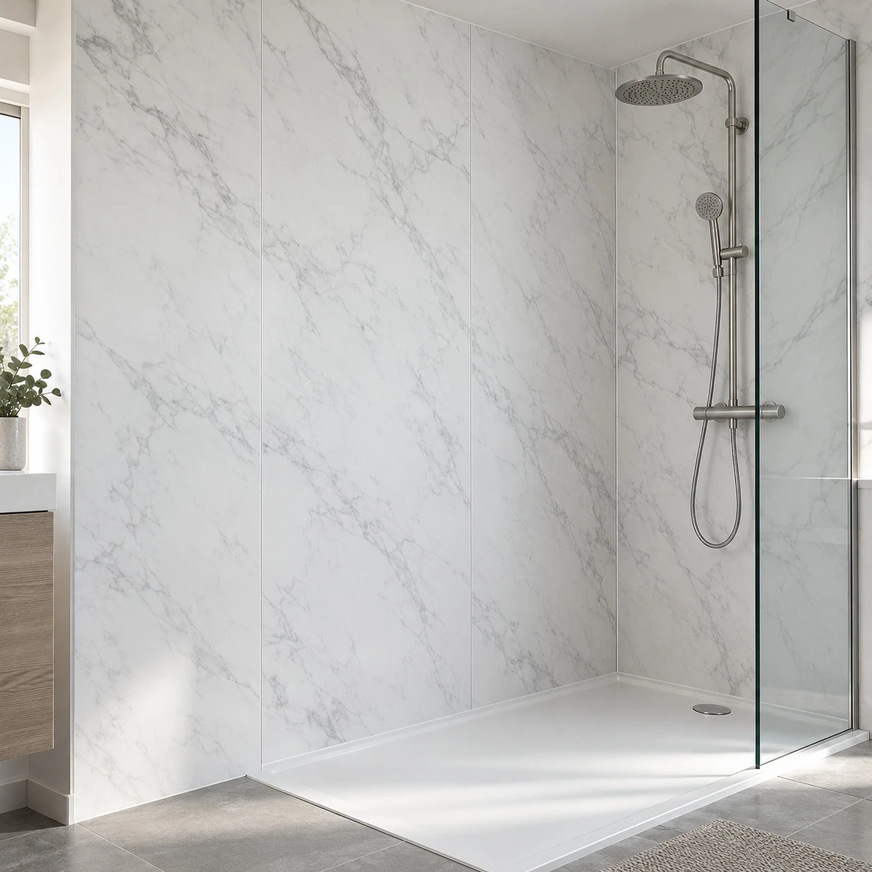 Shower wall panel interior design concept