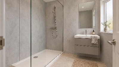 1 Meter Wide Grey Concrete PVC Shower Bathroom Wall Panel