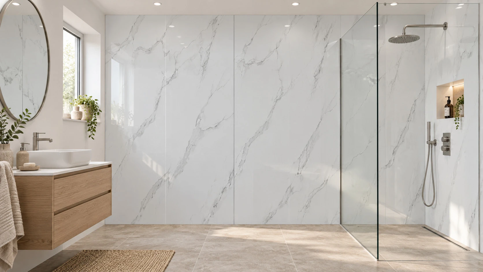 2.4x1m UKCA Marble PVC Wall Panel 10mm Tongue & Groove Quick Fit