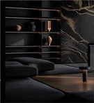 1000mm*10mm PVC Wall Panel Factory Price Rock Layer Gold Line Black